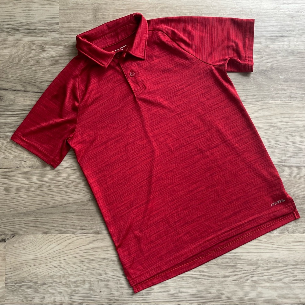 3/$30 | Tek Gear Dry Tek | Red Heather Performance Polo for Boys | M (10-12) - Picture 4 of 8